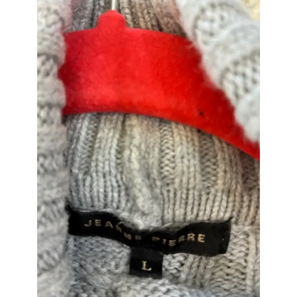 Jeanne Pierre Gray‎ Turtleneck Sweater Cotton Chunky Cable Knit Fisherman Large